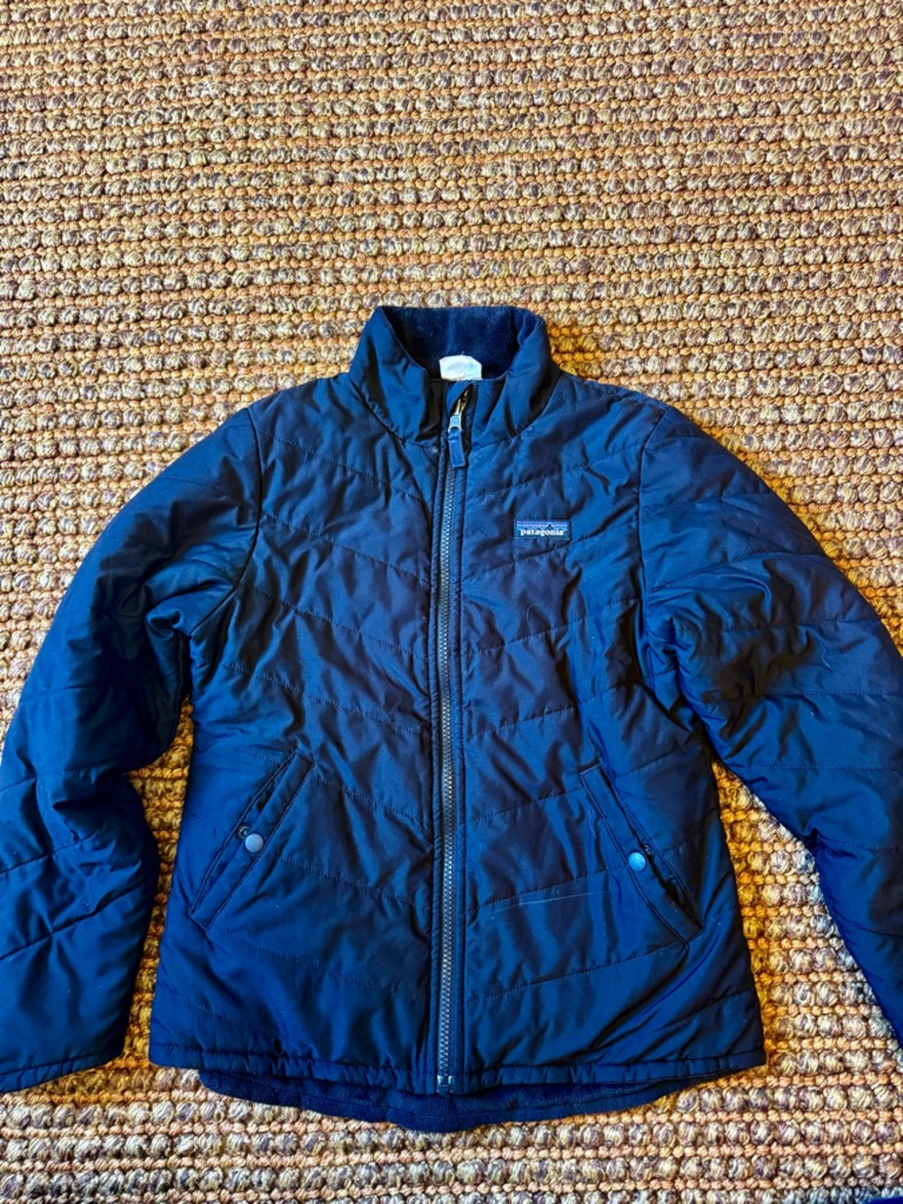 EUC Girls Patagonia Snow Flower Reversible Jacket Black - Size 10 (M)